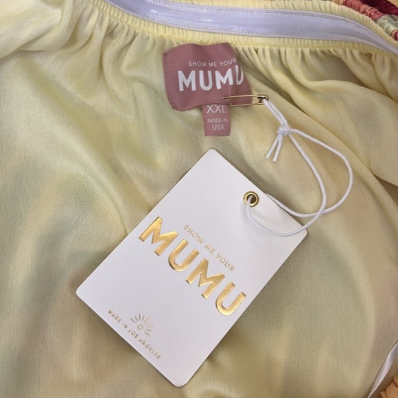 NWT Show Me Your MuMu Brenna Off Shoulder Mini Dress Mimosa Floral Taffeta XXL - Picture 7 of 16